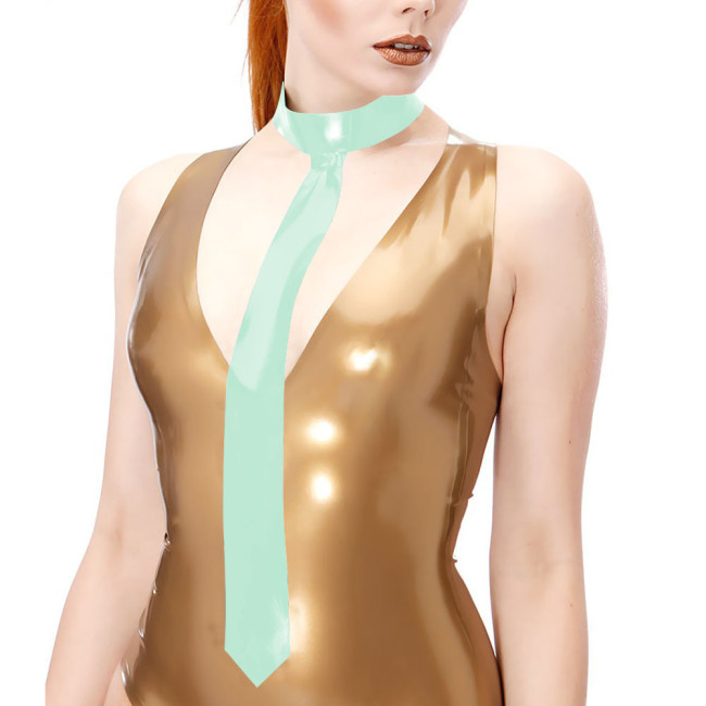 New Glossy PVC Leather Ties for Womens Mens Nightclub Latex-look Neckties Fashion Solid Ties Halloween Party Cosplay Accessories