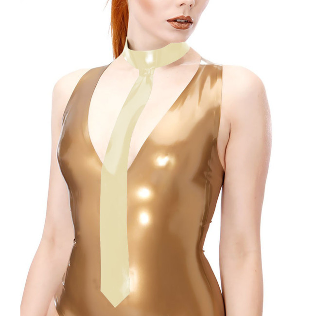 New Glossy PVC Leather Ties for Womens Mens Nightclub Latex-look Neckties Fashion Solid Ties Halloween Party Cosplay Accessories