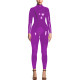 Sissy Mens Long Sleeves Zip Open Crotch Overalls for Women Jumpsuits Faux Leather Sexy Nightclub Solid Stretch Catsuit Fetish