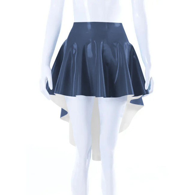 Sweety Ruched High Low Women Skirts Plus Size Back Long Wetlook Party Skirt Rock Solid Pleated Swing Skirt Fetish Mistress Skirt