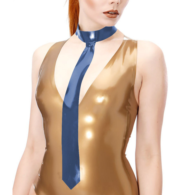 New Glossy PVC Leather Ties for Womens Mens Nightclub Latex-look Neckties Fashion Solid Ties Halloween Party Cosplay Accessories