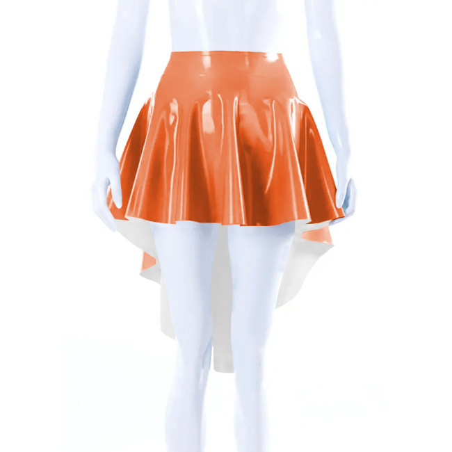 Sweety Ruched High Low Women Skirts Plus Size Back Long Wetlook Party Skirt Rock Solid Pleated Swing Skirt Fetish Mistress Skirt