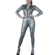 Sexy Leopard Print Abdl Onesie Catsuit Women Long Sleeves Jumpsuits Nightclub Zip Open Crotch Zentai Stage Apparel Fetish Wear