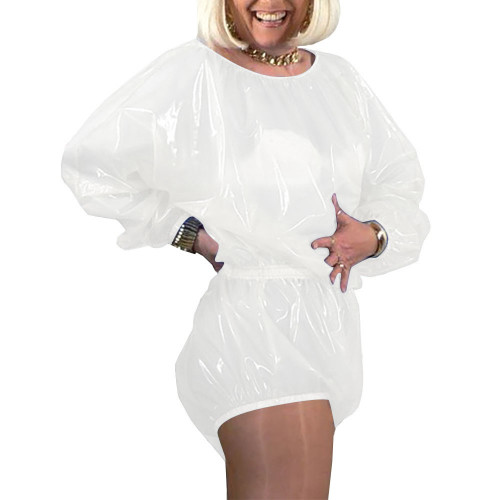 Sissy Man Platic Clear PVC Bodysuits Porno Costume Sexy Women Open Long Sleeve Loose Bodysuit  Adult Baby Gay Pole Dancing Wear