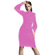 PVC Shiny Leather Elegant Bodycon Dress Turtleneck Long Sleeved Slimming Dresses Transparent Womens Knee-length Party Club Dress