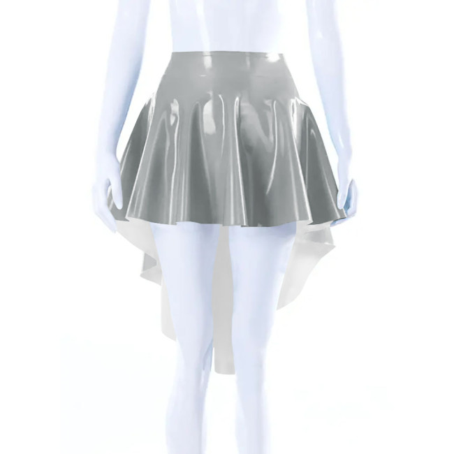 Sweety Ruched High Low Women Skirts Plus Size Back Long Wetlook Party Skirt Rock Solid Pleated Swing Skirt Fetish Mistress Skirt