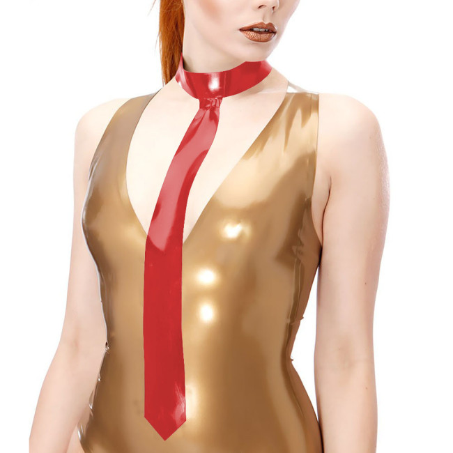 New Glossy PVC Leather Ties for Womens Mens Nightclub Latex-look Neckties Fashion Solid Ties Halloween Party Cosplay Accessories