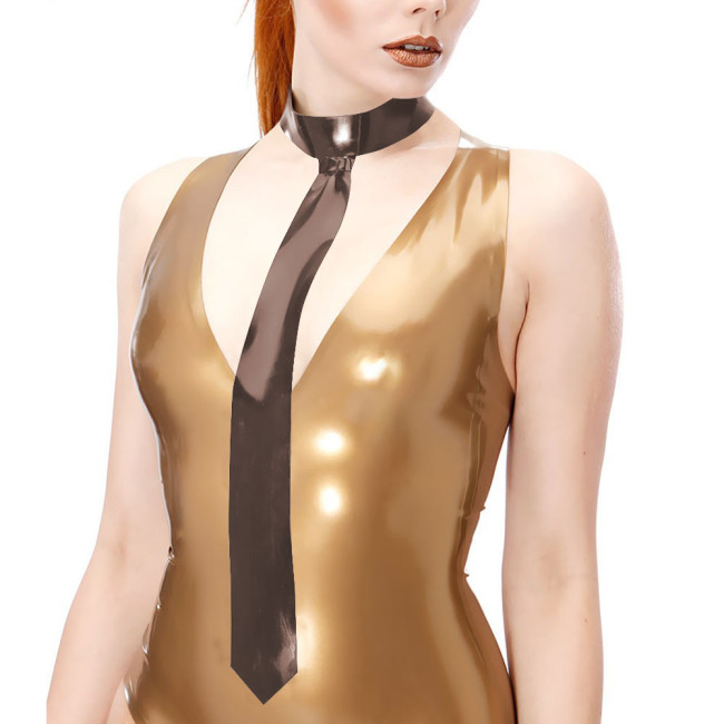 New Glossy PVC Leather Ties for Womens Mens Nightclub Latex-look Neckties Fashion Solid Ties Halloween Party Cosplay Accessories