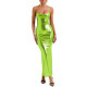 Spaghetti Strap Liquid Metallic Long Dress Sexy Tights Evening Party Vestido Elegant Ladies Soft Sparkly Maxi Dress Clubwear