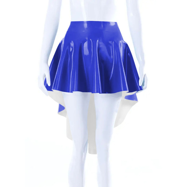Sweety Ruched High Low Women Skirts Plus Size Back Long Wetlook Party Skirt Rock Solid Pleated Swing Skirt Fetish Mistress Skirt