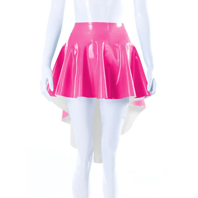 Sweety Ruched High Low Women Skirts Plus Size Back Long Wetlook Party Skirt Rock Solid Pleated Swing Skirt Fetish Mistress Skirt
