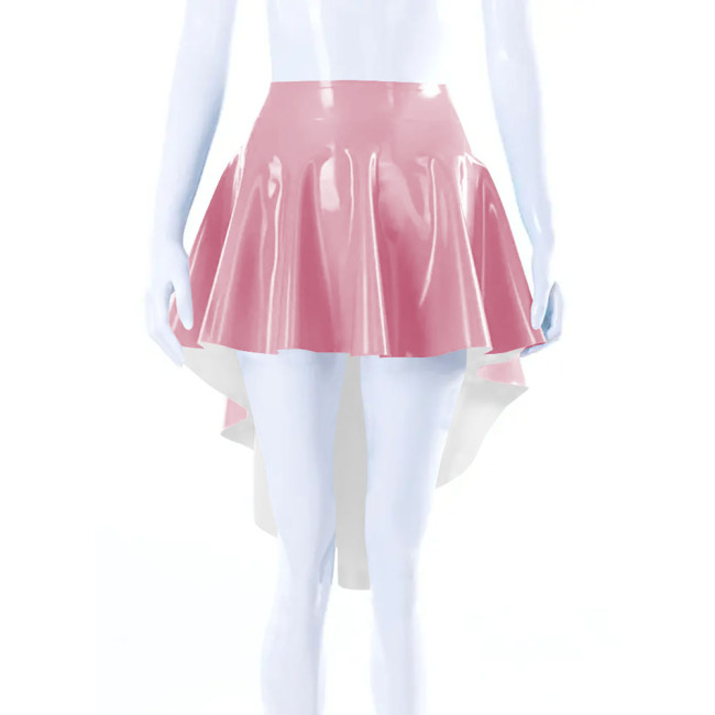 Sweety Ruched High Low Women Skirts Plus Size Back Long Wetlook Party Skirt Rock Solid Pleated Swing Skirt Fetish Mistress Skirt