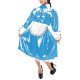 Mens Sissy Maid Cosplay Outfit Long Sleeve Lace Maid Servant Uniform Shiny PVC Leather A-line Maid Dress with Apron Crossdresser