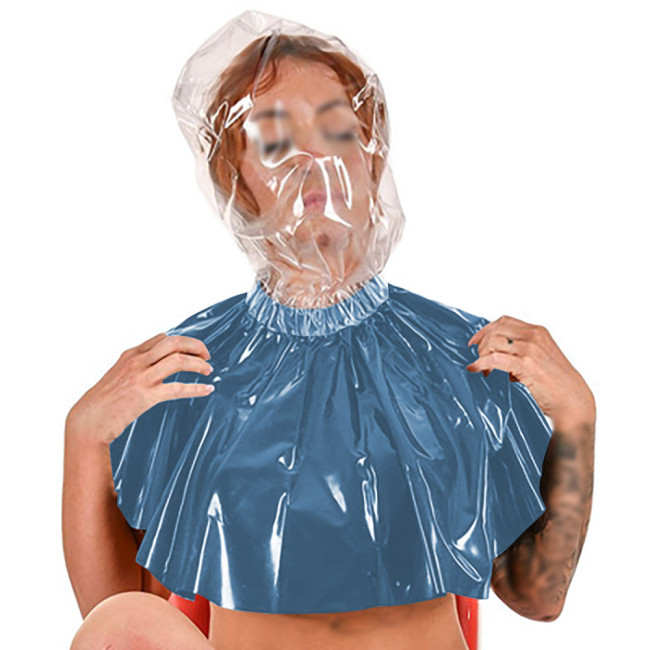 Fetish PVC Leather Hooded Shoulder Cape Elasticity Patchwork Sleeveless Masked Hats Halloween Party Cosplay Costume Accessories