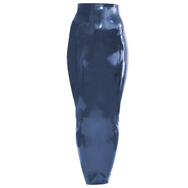 Glossy PU Leather Slim Wrapped Hip Long Skirt Wetlook Soild Color Back Zipper Sexy Skirts Sissy Hobble Skirts High Waist Bottom