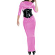 Sexy Solid Color PVC Shiny Slim Bodycon Dress Women 3/4 Sleeves Skinny Long Dress Elegant Hobble Pencil Dress Club Party Vestido