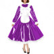Sissy Crossdress Maid Cosplay Dress Outfits Puff Long Sleeve Lockable Long A-line Lolita Maid Dress Wetlook Apron Servant Dress