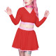 Sexy Women Wet Look Dress Sets PVC Shiny A-line Pleated Mini Skirts and V-neck Croped Top Raves Party Pole Dance Skirt Outfits