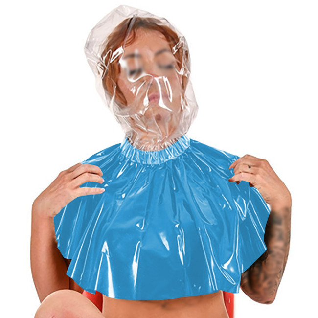 Fetish PVC Leather Hooded Shoulder Cape Elasticity Patchwork Sleeveless Masked Hats Halloween Party Cosplay Costume Accessories