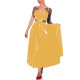 Summer Crop Tank Pleated Long Skirt Sets Women Strap Sleeveless Vest and High Waist A-line Skrits Wetlook PVC Club Dress Suits