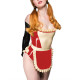 Ruffled Sleevelss Maid Sexy Tight Bodysuit with Apron Party Cosplay Zipper Open Crotch Maid Rompers Adult Lolita Erotic Outfits