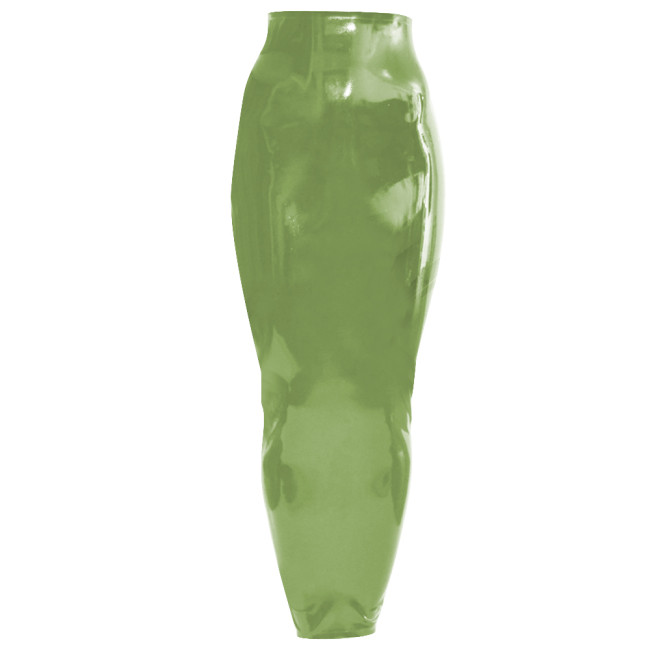 Glossy PU Leather Slim Wrapped Hip Long Skirt Wetlook Soild Color Back Zipper Sexy Skirts Sissy Hobble Skirts High Waist Bottom