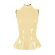 Vinyl Turtleneck Camisole Vest for Womens Glossy PVC Leather Fashion Sleeveless T-hirts Female Slim Ruffles Hem Top Streetwear