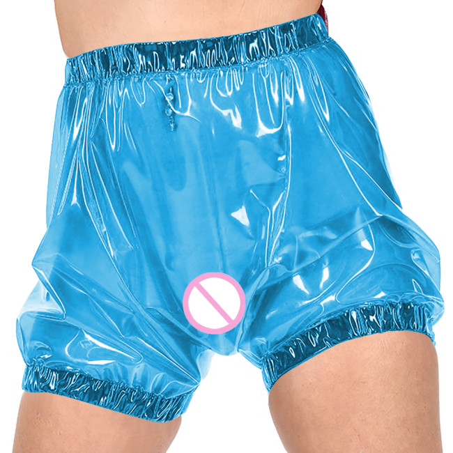 Sexy Plastic Short Pants for  Adult Vinyl Clear PVC Stretch Pants Exotic Lingerie Underwear Fetish Transparent Diapers Shortsrts