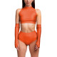 Summer 3 Piece Set Women Sexy Club Sleeveless Bodycon Crop Top PU Leather Low Waist Sexy Panties Stage Apparel Exotic Sets 7XL