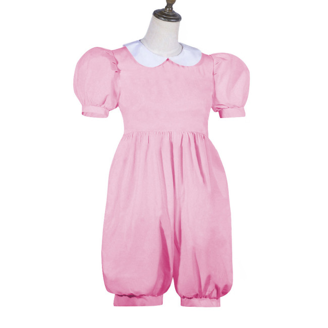 Sweet Doll Collar Sissy Adult Rompers French Lockable Wetlook PVC Leather Short Jumsuit Halloween Party Cosplay Loose Bodysuit