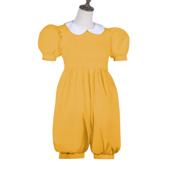 Sweet Doll Collar Sissy Adult Rompers French Lockable Wetlook PVC Leather Short Jumsuit Halloween Party Cosplay Loose Bodysuit