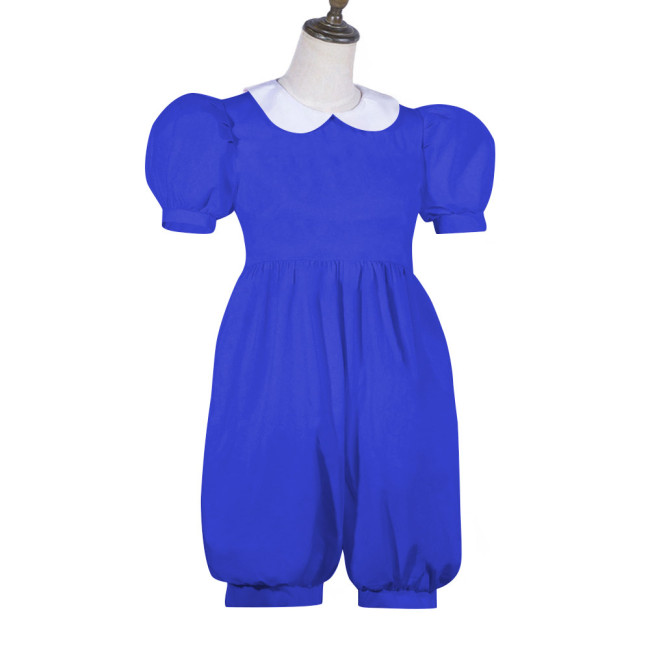 Sweet Doll Collar Sissy Adult Rompers French Lockable Wetlook PVC Leather Short Jumsuit Halloween Party Cosplay Loose Bodysuit