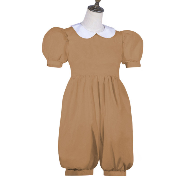 Sweet Doll Collar Sissy Adult Rompers French Lockable Wetlook PVC Leather Short Jumsuit Halloween Party Cosplay Loose Bodysuit