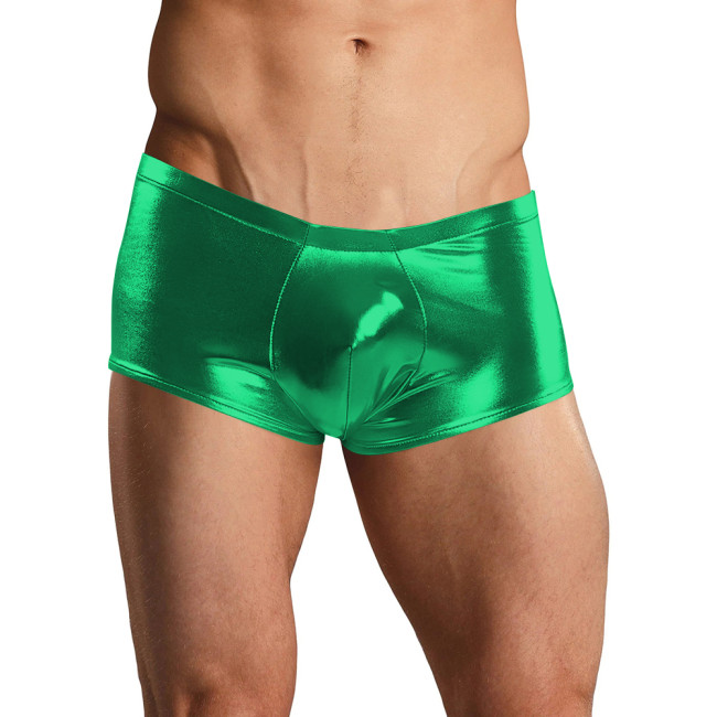 Sexy Men Boxers Underpants Exotic Lingerie Sissy Shiny Metallic Low Rise Shorts Stage Performance Costume U-convex Pouch Pantiesi Dress Clubwear