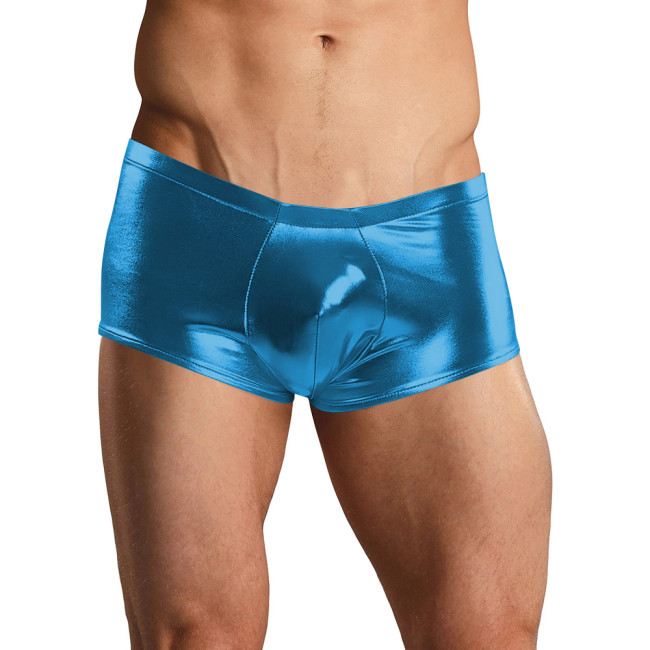 Sexy Men Boxers Underpants Exotic Lingerie Sissy Shiny Metallic Low Rise Shorts Stage Performance Costume U-convex Pouch Pantiesi Dress Clubwear
