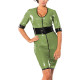 Women Slim High Waist Patchwork PVC Leather Dress Sexy Scoop Neck Half Sleeve Party Club Dress Full Front Zip Bodycon Dresses