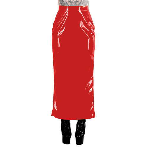 Ladies Fetish PVC Leather Long Skirt Elegant Casual High Waist Straight Skirts for Womens Streetwear Party Sexy Mistress Skirts