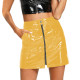 Punk Short High Waist Pencil Skirt for Womens Fashion Versatile Outer Wear Glossy PVC Leather Pocket Bodycon Skirts Streetwear