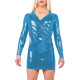 Vinyl Long Sleeve Slim Cross V-neck Mini Dress Women Slim PVC Leather Sexy Patry Mini Dresses Full Zipper Back Tight Vestidos