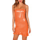 Summer High Street Strap Mini Dress Vinyl Sleeveless PVC Leather Tight Mermaid Slip Dress Womens Nightlcub Evening Party Gowns
