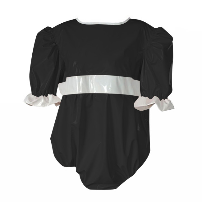 Adult Baby Sexy Puff Short Sleeved Bodysuit Glossy PVC Leather Sissy High Cut Jumpsuit Halloween Party Maid Gothic Rompers 7XLer Exotic Teddies Body Top