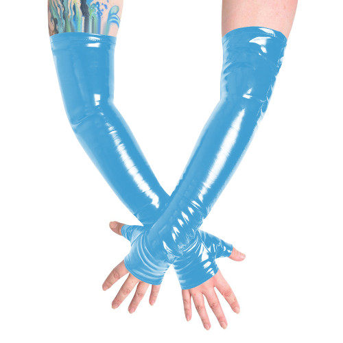 Unisex Long Gloves PVC Patent Leather Fingerless Half Finger Gloves Wristlet Evening Party Club Arm Warmer Cosplay Accessories