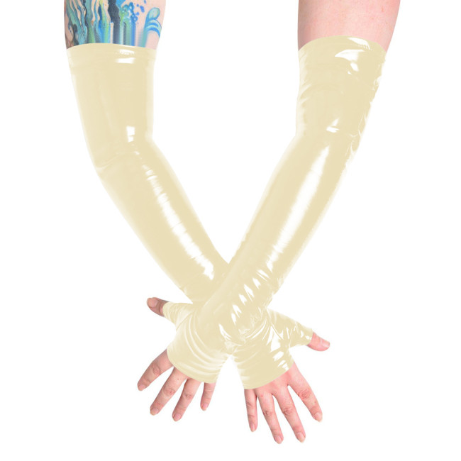 Unisex Long Gloves PVC Patent Leather Fingerless Half Finger Gloves Wristlet Evening Party Club Arm Warmer Cosplay Accessories