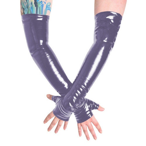 Unisex Long Gloves PVC Patent Leather Fingerless Half Finger Gloves Wristlet Evening Party Club Arm Warmer Cosplay Accessories
