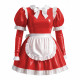 Sissy Lolita Style Maid Outfit Wetlook PVC Leather Bow Knots Pleated Maid Dress Lockable Long Sleeve Waitress Role Paly Uniforms
