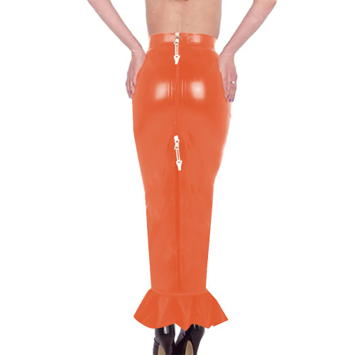 Sissy Lockable Long Mermaid Skirts High Waisted Sexy Tight Hobble Skirts with Ruffles Elegant Bodycon Solid Club Slim Fit Skirts