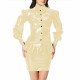 Wet PVC Leather Women's Suit Elegant Puff Long Sleeved Shirt Ruffles Bodycon Mini Skirt Fashion Ladies Nightclub Dress Sets