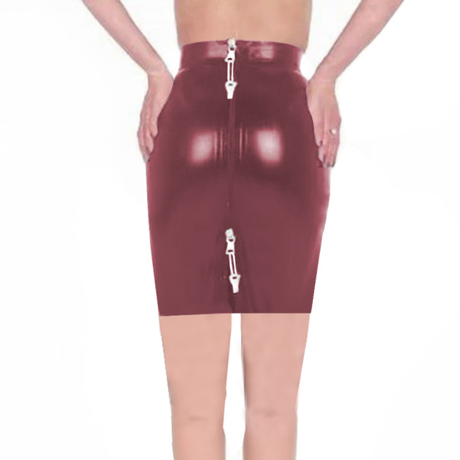 Adult Sexy Mini Hobble Skirts Vinyl PVC Leather Lockable Bodycon Pencil Skirts for Party Club Costume Sissy Tight Short Skirts