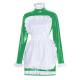 Sissy Latex-look PVC Leather Maid Dress with Ruffled Apron Long Sleeves Bodycon Mini Maid Uniform Halloween Cosplay Dress Outfit