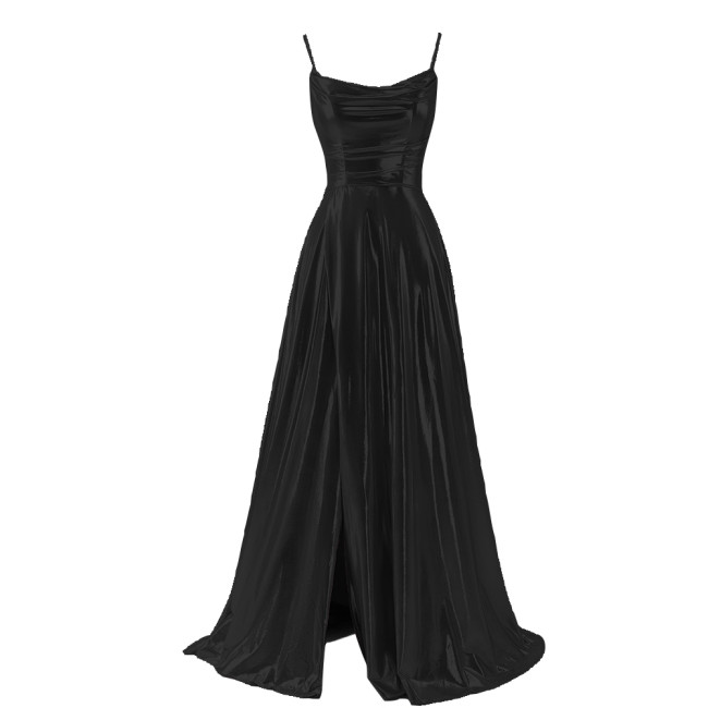 Women Sexy Maxi Sling Dress Liquid Metallic Pleated Slim High Waist Long Dress Ladies Backless Elegant Dress Evening Party Robe